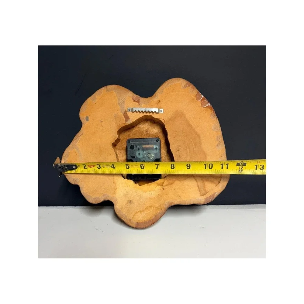 Vtg Live Edge Wood Wall Clock Praying Religious‎ Resin Gloss Rustic 12